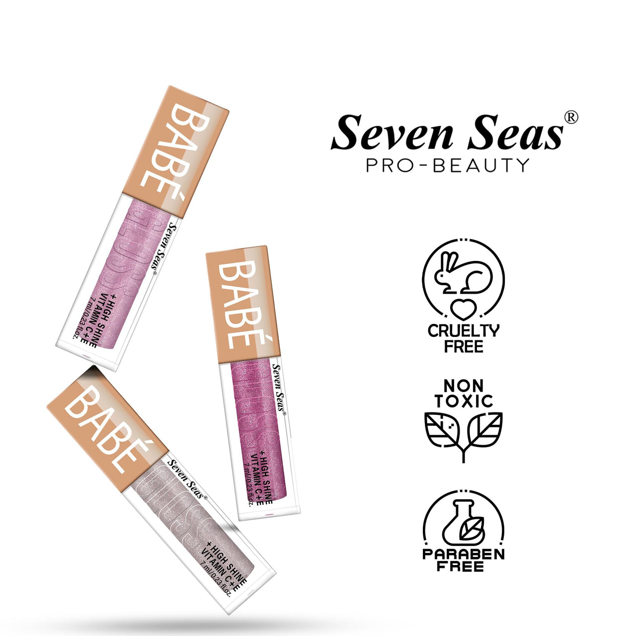 Seven Seas Babe Glittery Lip Gloss With High Shine Lip Color For Glossy Look |Lightweight Non Sticky Lip shiner For Moisturizing Lips (Penny_7ml)