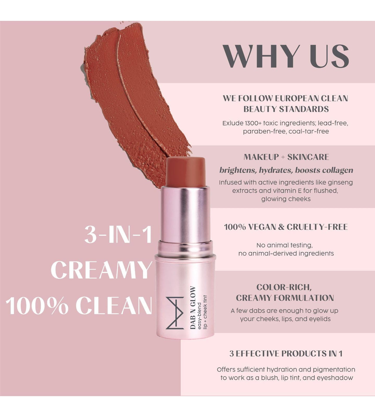 House Of Makeup Dab N Glow Lip Tint | Pigmented Blusher For Face Makeup | Creamy, Easy-Blend Lip And Cheek Tint | Lip Tint For Women & All | Multi-Use Tint for Cheeks And Lips | 8 gms | Brown Sugar