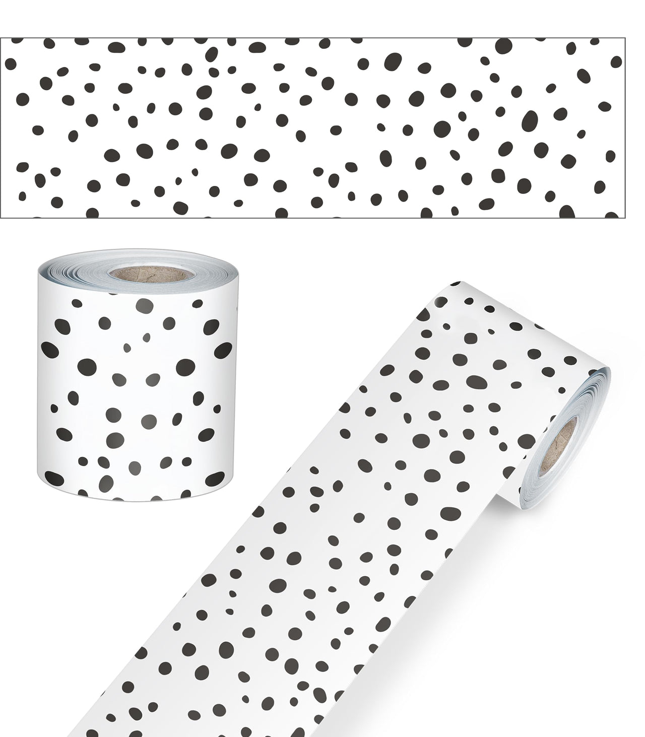 Carson Dellosa We Belong 65 Ft Straight Black and White Bulletin Board Borders, Black Dot Classroom Borders for Bulletin Board, White Board, Cork Board, and Classroom Dcor, Bulletin Board Trim