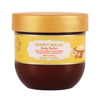 RYLLZ ESSENTIALS Honey Malai Body Butter | with Shea Butter, Cocoa Butter, Mango Butter, Niacinamide & Jojoba Oil| for 48Hrs Moisturisation, Stretch Marks, Dry/Itchy Skin & Uneven Skin Tone | 200 ml
