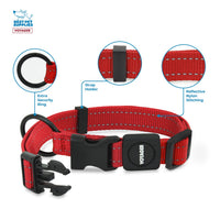 Voyager Reflective Dog Leash Collar Set with Neoprene Handle Supports Small, Medium, and Large Breed Puppies, Cute and Heavy Duty for Walking, Running, and Training - Red, M Leash Collar Set (Red) Leash Collar Set (3/4