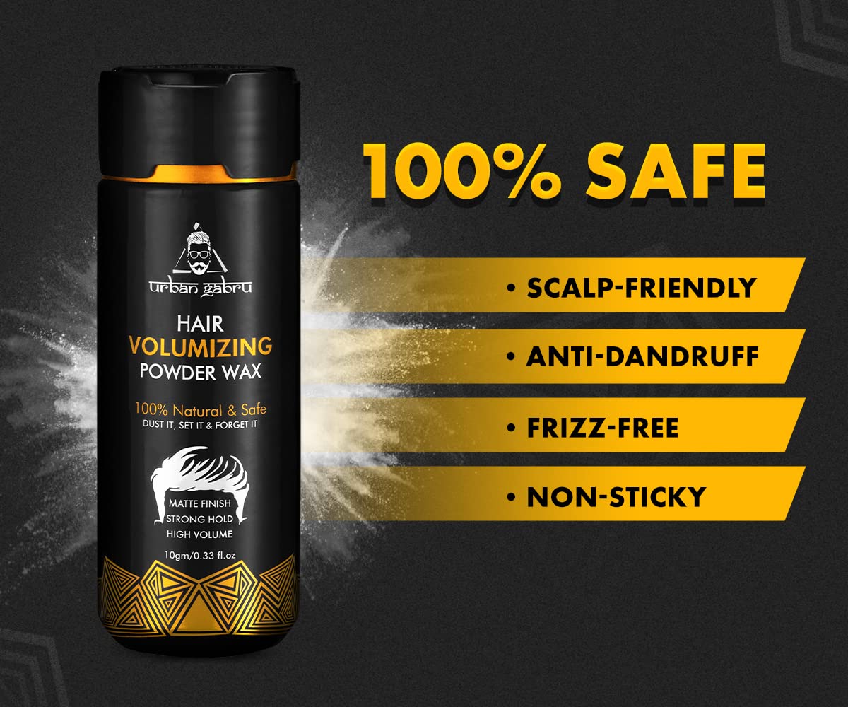 Urbangabru Hair Volumizing Powder Wax for Men - (10 Gram * 3 Units) (Pack of 3) | Matte Finish |100% Natural & Safe Hair Styling Powder | Paraben & Sulphate Free