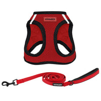 Voyager Step-in Air All Weather Mesh Harness and Reflective Dog 5 ft Leash Combo with Neoprene Handle, for Small, Medium and Large Breed Puppies by Best Pet Supplies - Red/Black Trim, XXX-Small Harness Leash Bundle (Red/Black Trim)