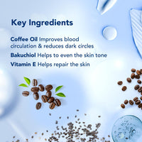 The Moms Co. Natural Vita Rich Under Eye Cream for Dark Circles for Women & Men enriched with Chia Seed Oil, Coffee Oil, Vitamines E & B3 with Cooling Massage Roller to Reduce Dark Circles, Puffiness and Fine Lines (15g/0.5 oz)