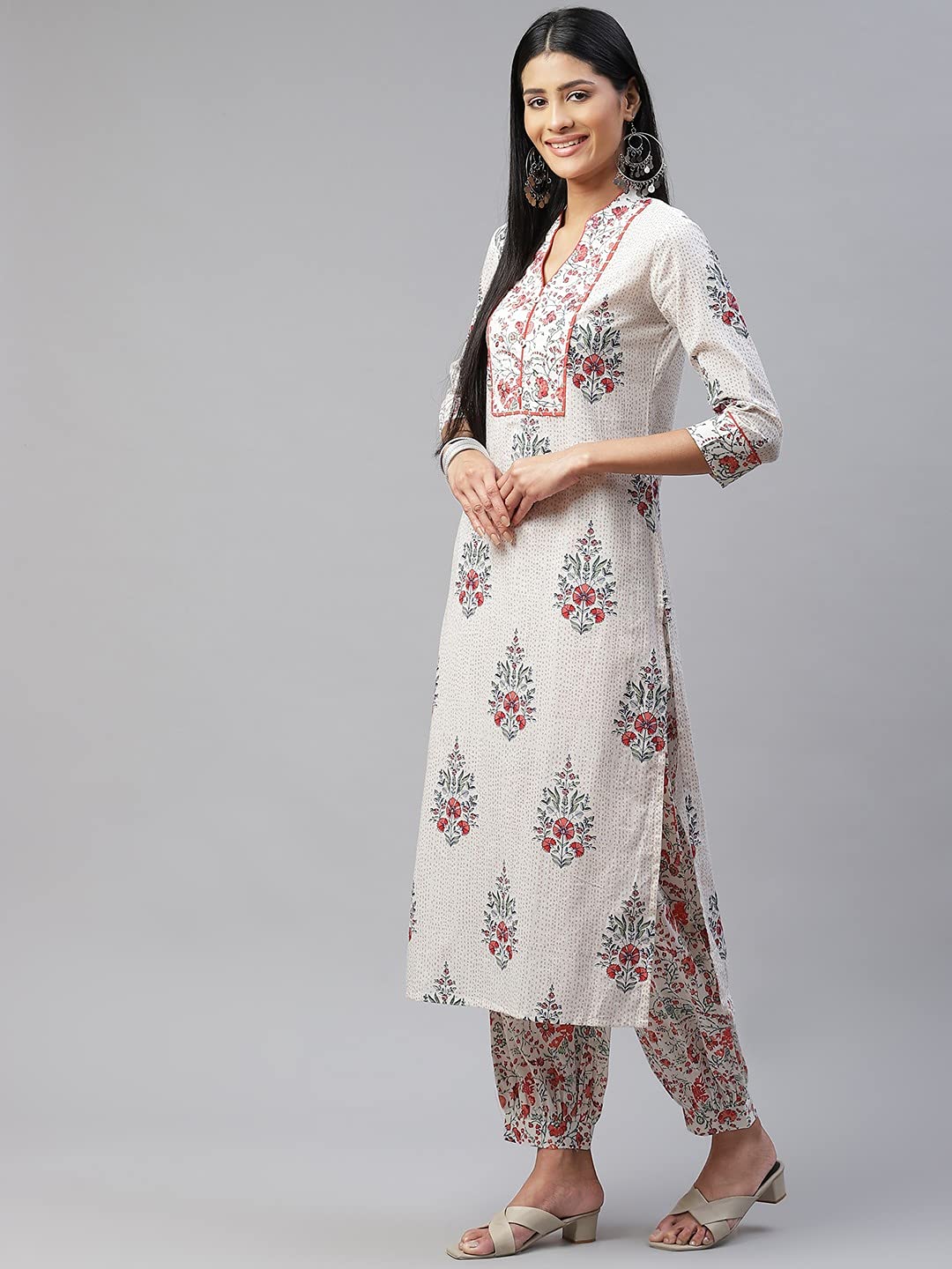 Vaamsi Women's  Pure Cotton Printed Kurta Pant Dupatta Set