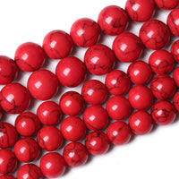 32pcs 12mm Natural Stone Beads Red Turquoise Gemstone Round Loose Beads for Jewelry Making Crystal Energy Stone Healing Power DIY Bracelets Red Turquoise Beads