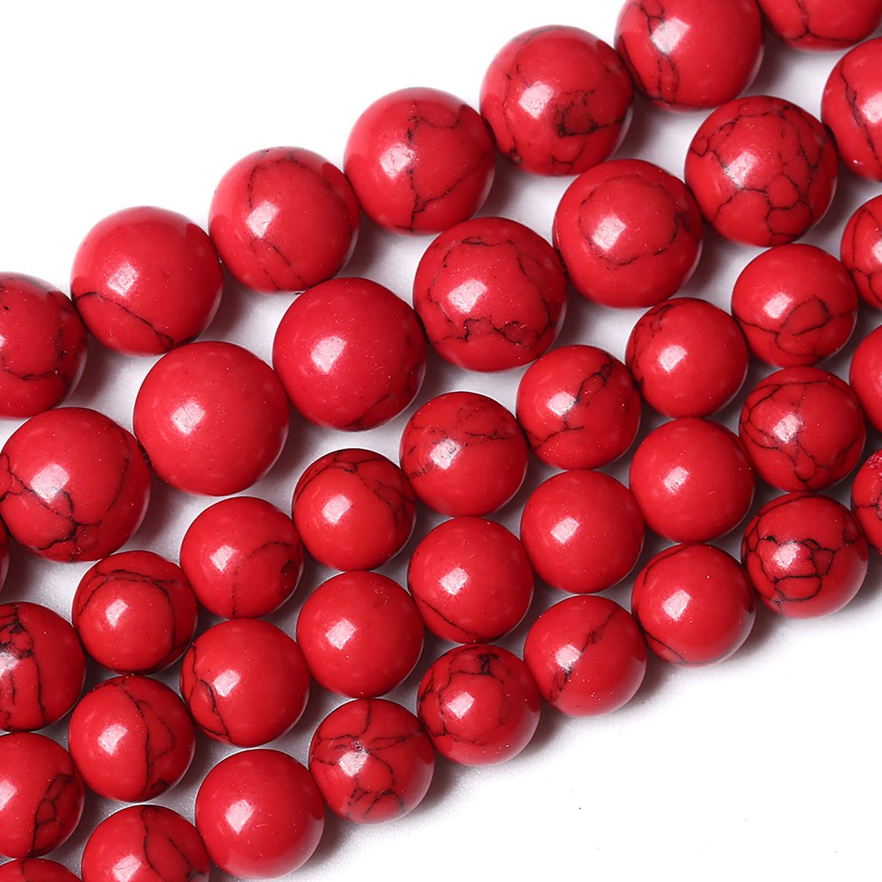 45pcs 8mm Natural Stone Beads Red Turquoise Gemstone Round Loose Beads for Jewelry Making Crystal Energy Stone Healing Power DIY Bracelets Red Turquoise Beads