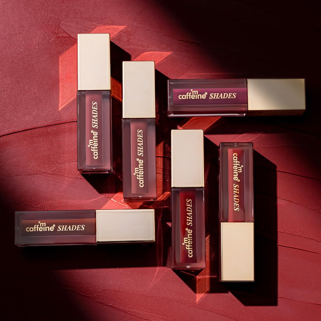 mCaffeine Shades Velvet Blur Matte Liquid Lipstick | 12 Hrs Intense Stay | Lightweight & Non-drying, Blurs Lip Creases | Transferproof & Smudgeproof | Lipstick for Women | 4 ml - Passionate Crimson (Subtle Sangria)