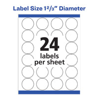 Avery High Visibility Printable Round Labels with Sure Feed, 1-2/3