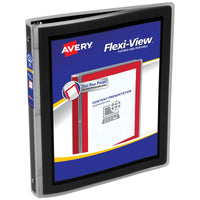Avery Flexi-View 3 Ring Binder, 1/2 Inch Round Rings, 1 Black Binder (15767) 0.5