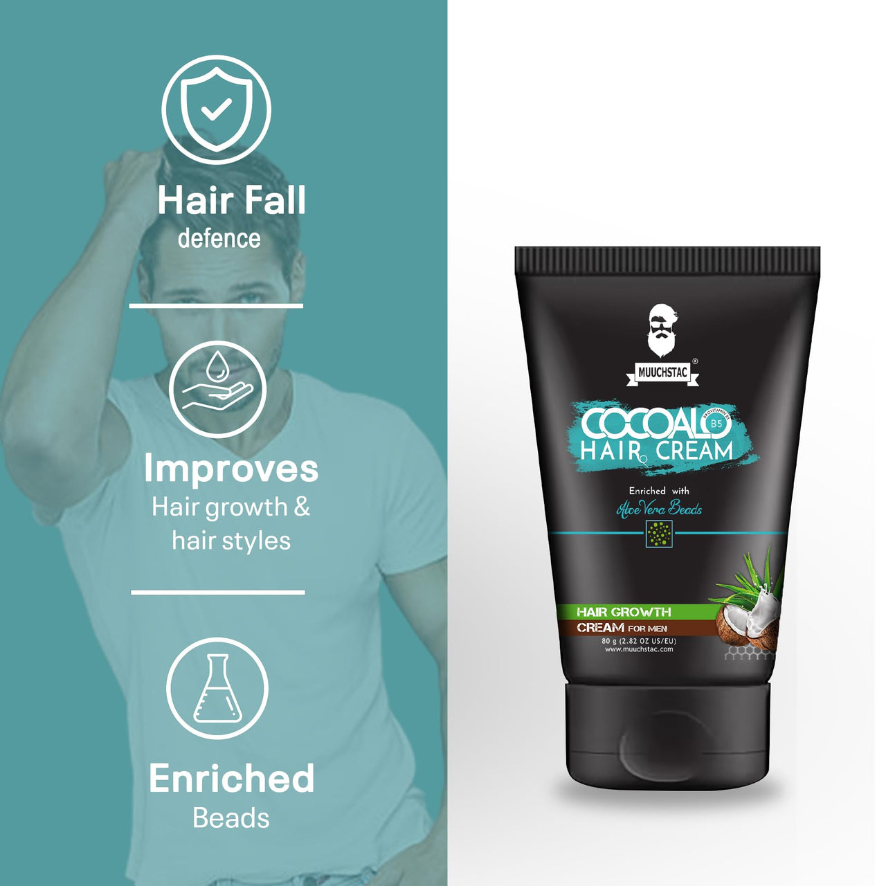 Muuchstac Cocoalo Hair Cream (Pack of 1, 80g) (2x80 g)