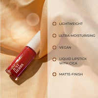 Just Herbs Ayurvedic Liquid Lipstick Pack of 2 with Long Lasting, Hydrating & Lightweight Lip Colours (Nudes & Browns + Deeps & Reds) (Cream)