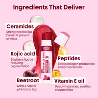 Aravi Organic Beetroot Tinted Lip Balm SPF 50 PA+++ | For Dark & Pigmented Lips | Hydrates Dry & Chapped Lips | Enriched with Kojic Acid, Ceramide, Peptide & Vitamin E | Soft, Glossy Lips for Men & Women | 5g