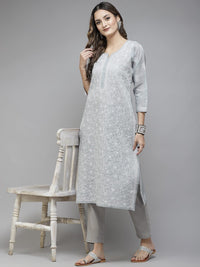Ada Hand Embroidered Lucknowi Chikankari Cotton Kurta Kurti for Women A411165