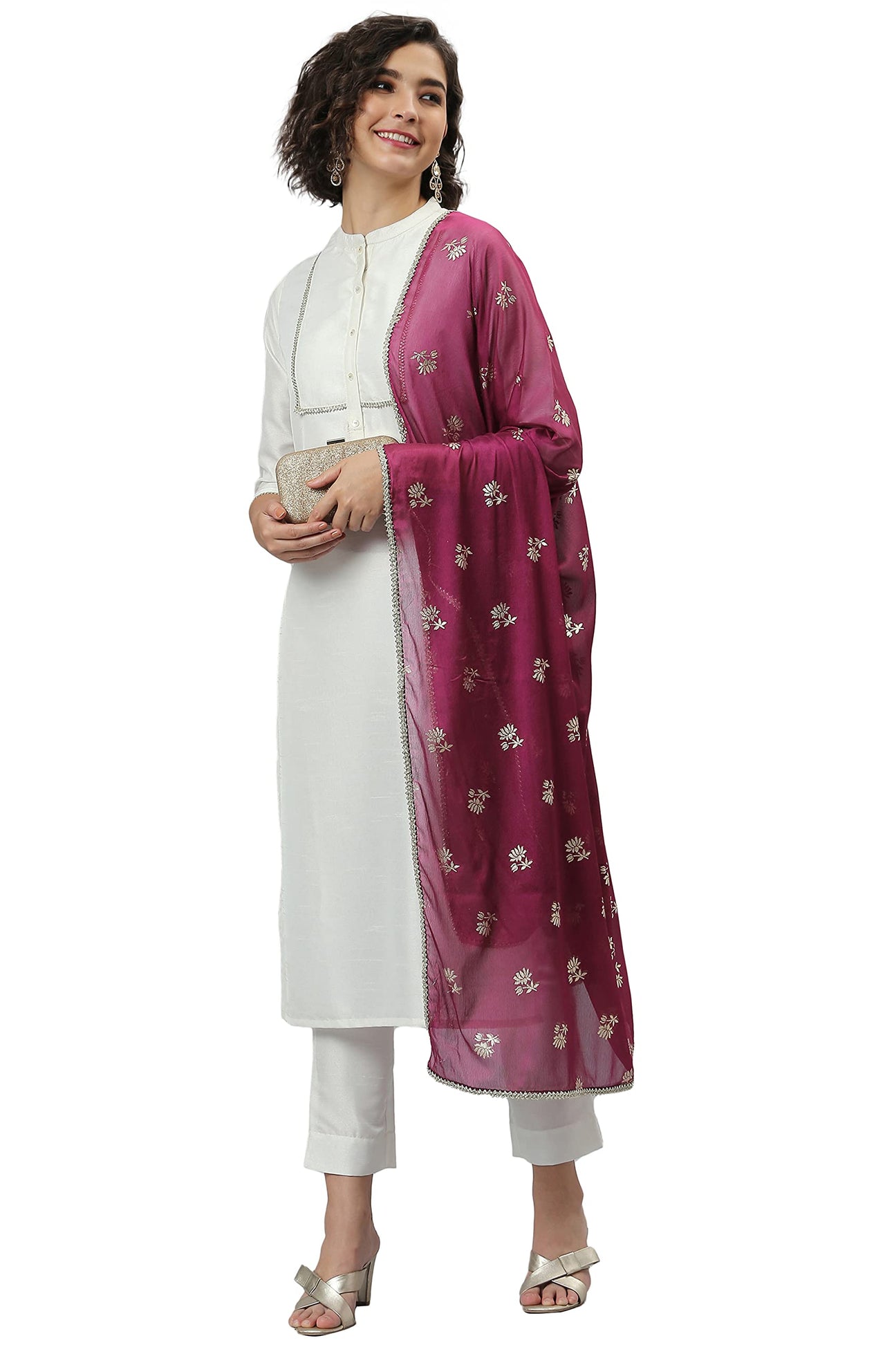Janasya Women's  Poly Silk Kurta With Pant And Dupatta