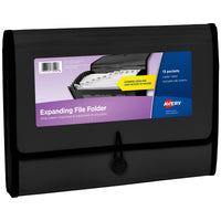 Avery Expanding File Folder Organizer, 13-Pocket Accordion File Organizer, Black, Holds 425 Letter/A4-Size Sheets (73553) 13 Pockets