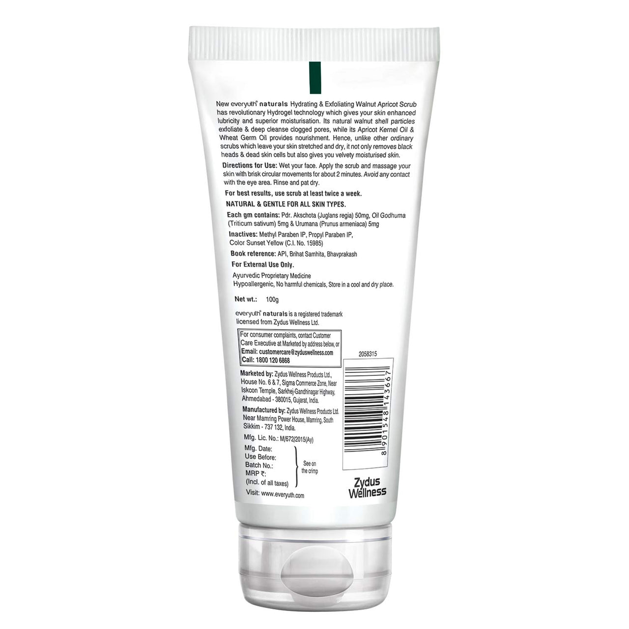 Everyuth Naturals Anti Acne, Anti Marks Tulsi Turmeric Face Wash, 150gm, Tube & Everyuth Naturals Hydrating & Exfoliating Walnut Apricot Scrub, 100gm, Tube