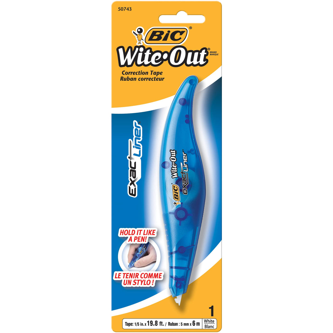 BIC White-Out Exact Liner Correction Tape Pen, Non-Refillable, 1/5 Inch x 236 Inches (WOELP11)