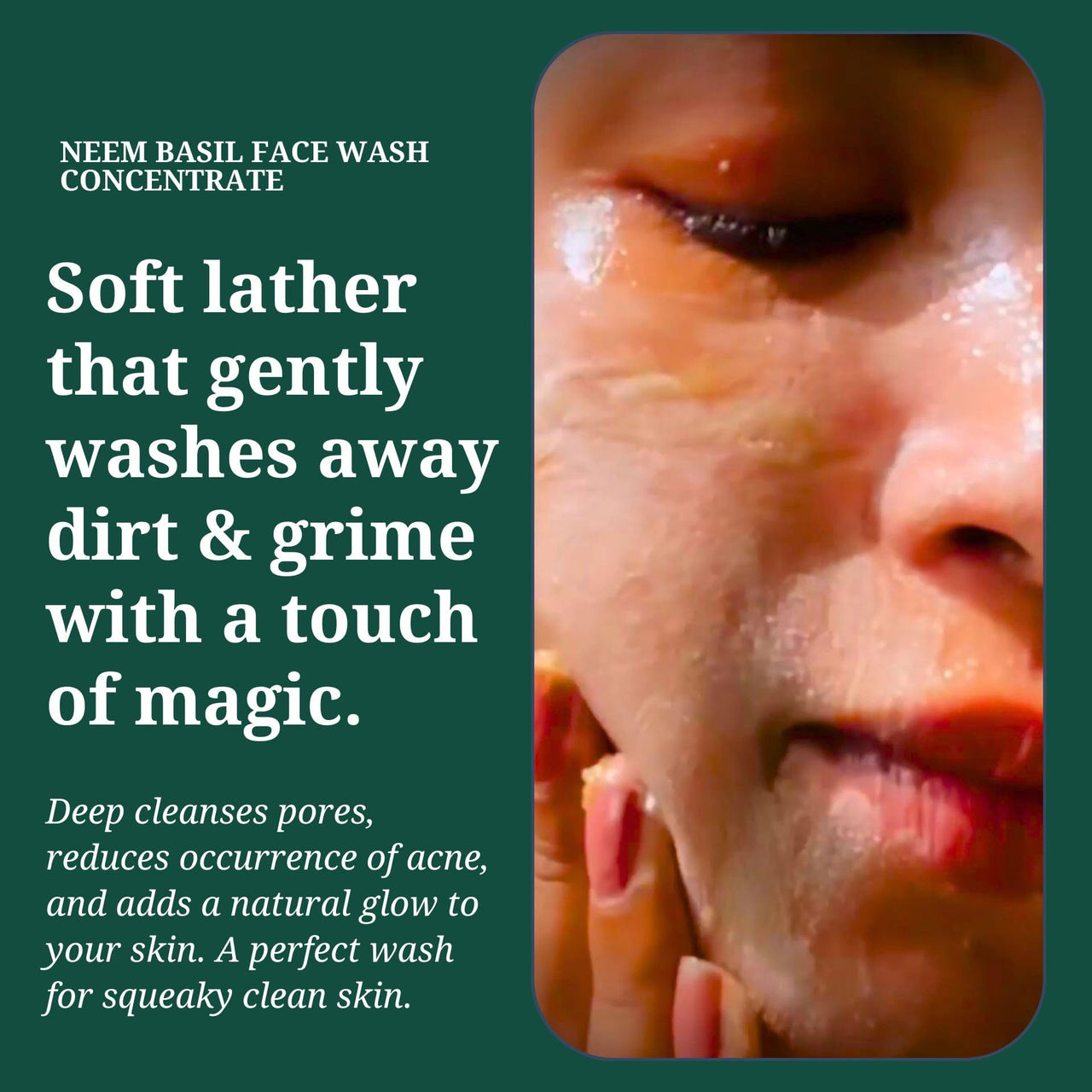 Rustic Art Organic Neem Basil Face Wash Concentrate | Anti acne, sulphate free cleanser for women & men | 125g