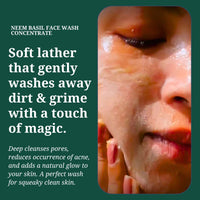 Rustic Art Organic Neem Basil Face Wash Concentrate | Anti acne, sulphate free cleanser for women & men | 125g