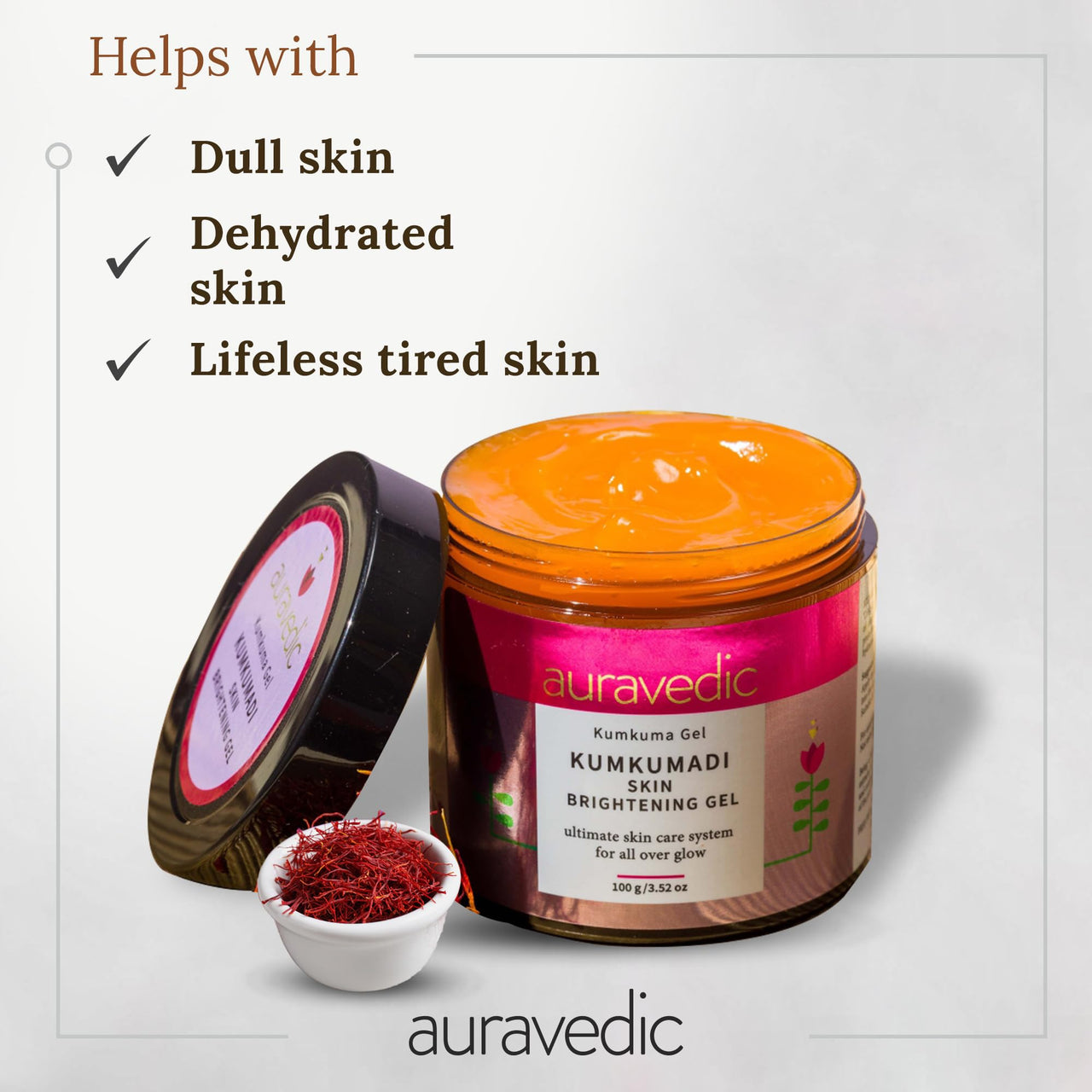 AURAVEDIC Kumkumadi Gel for Brightening & Glow Pack of 2 - Kumkumadi to Purify, Detox, Glow & Renew Face & Skin | Beauty Ritual for Women and Men