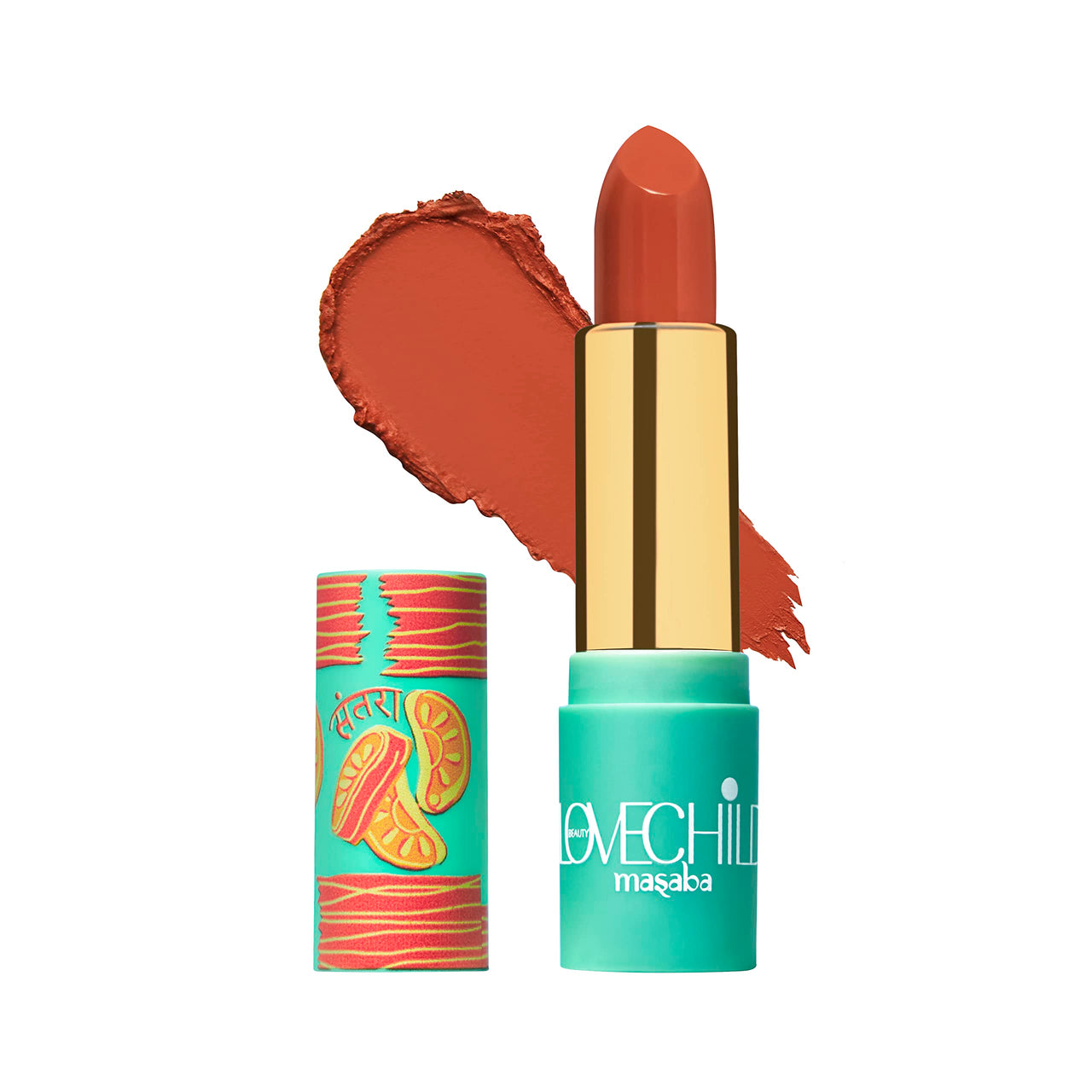 LoveChild Masaba - Sour-Casm - Luxe Matte Lipstick, Hydrating & Nourishing, Long lasting, Bullet Matte Orange Lipstick, 4ML