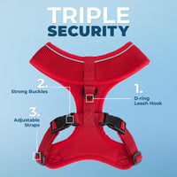 Aerolite No Pull Mesh Dog Harness with Lightweight, Soft, Breathable Chest Coverage, Reflective Stitching, and Adjustable Straps for Walking, Running, Training, Heavy Duty and Durable - Red, L 220 Style (Red) L (Chest: 20 - 25
