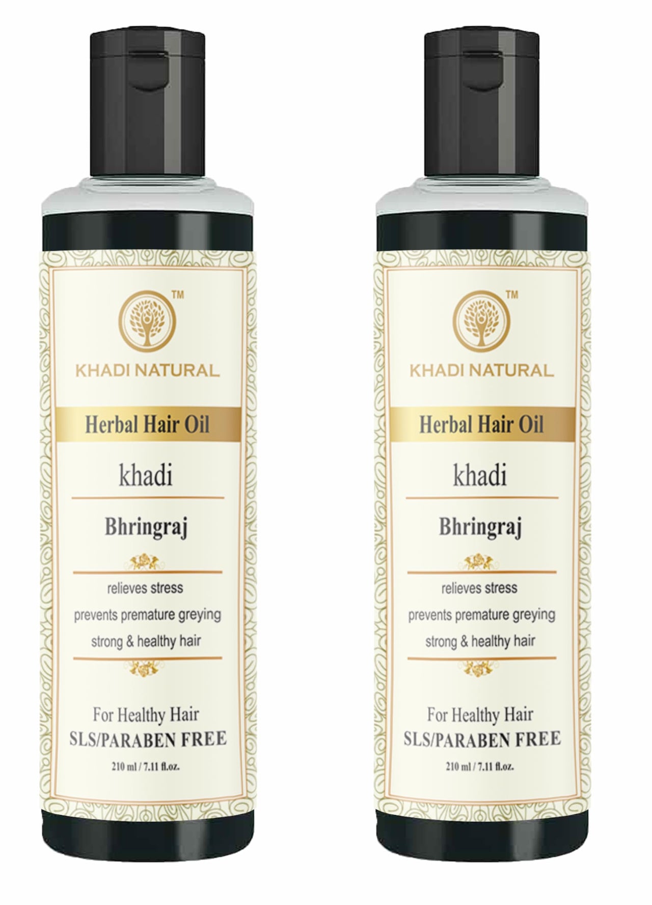 Khadi Natural Amla Bhringraj Hair Oil 210 ML - Nourishing and Strengthening Hair Oil with Amla and Bhringraj Extracts - Natural Haircare Pack 2 (Bhringraj)