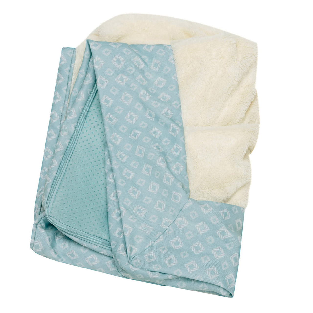 Furhaven Replacement Dog Bed Cover Plush & Diamond Print Nest Top Sofa-Style, Machine Washable - Aqua, Large Cover Only 36.0"L x 27.0"W x 0.3"Th Nest Top - Plush & Diamond Print (Aqua)