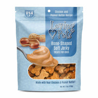 Loving Pets - Soft Chew Jerky (Bone-Shaped, Chicken & Peanut Butter Recipe) USA Made Dog Treats