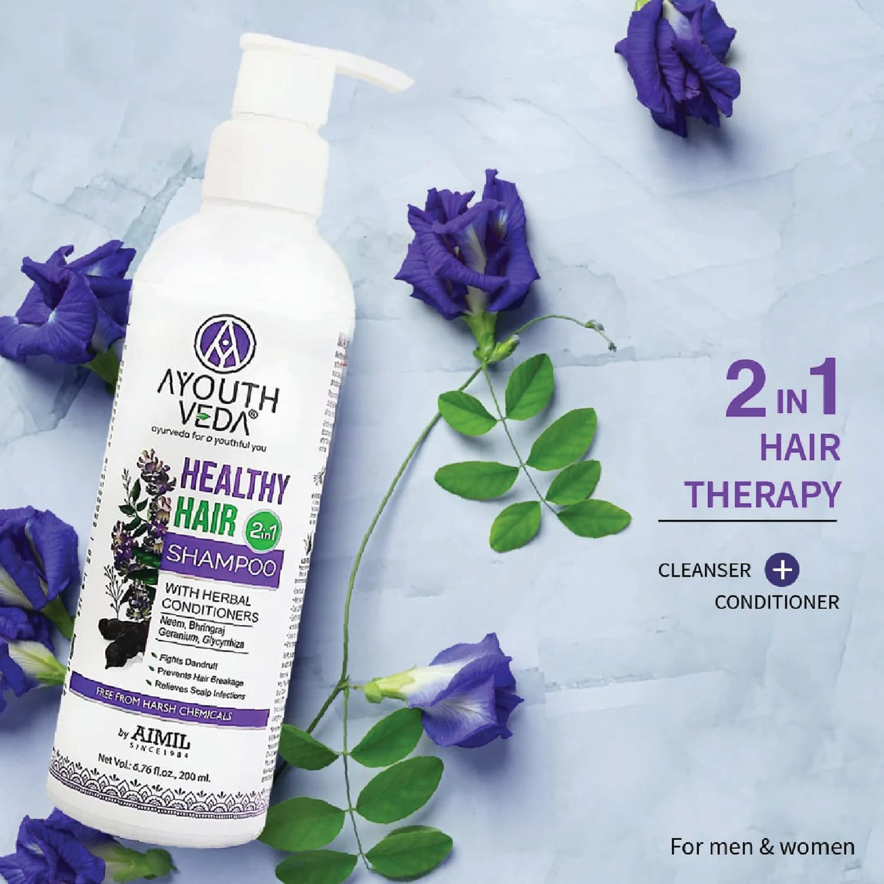 Ayouthveda Healthy Hair Shampoo 200ml With Bhringraj and Shikakai | Best Hair Shampoo for Women | Control Hair Breakage & Dandruff | Herbal Conditioner & Cleansers(Pack Of 1; 200ml)