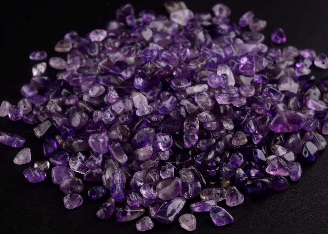 Natural Chip Stone Beads Amethyst 5-8mm About 400 Pieces Irregular Gemstones Healing Crystal Loose Rocks Bead Hole Drilled DIY for Bracelet Jewelry Making Crafting (5-8mm, Amethyst)