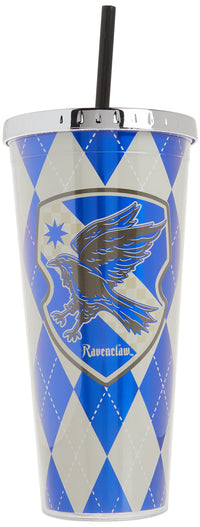 Spoontiques - Harry Potter Tumbler - Ravenclaw Foil Cup with Straw - 20 oz - Acrylic - Blue