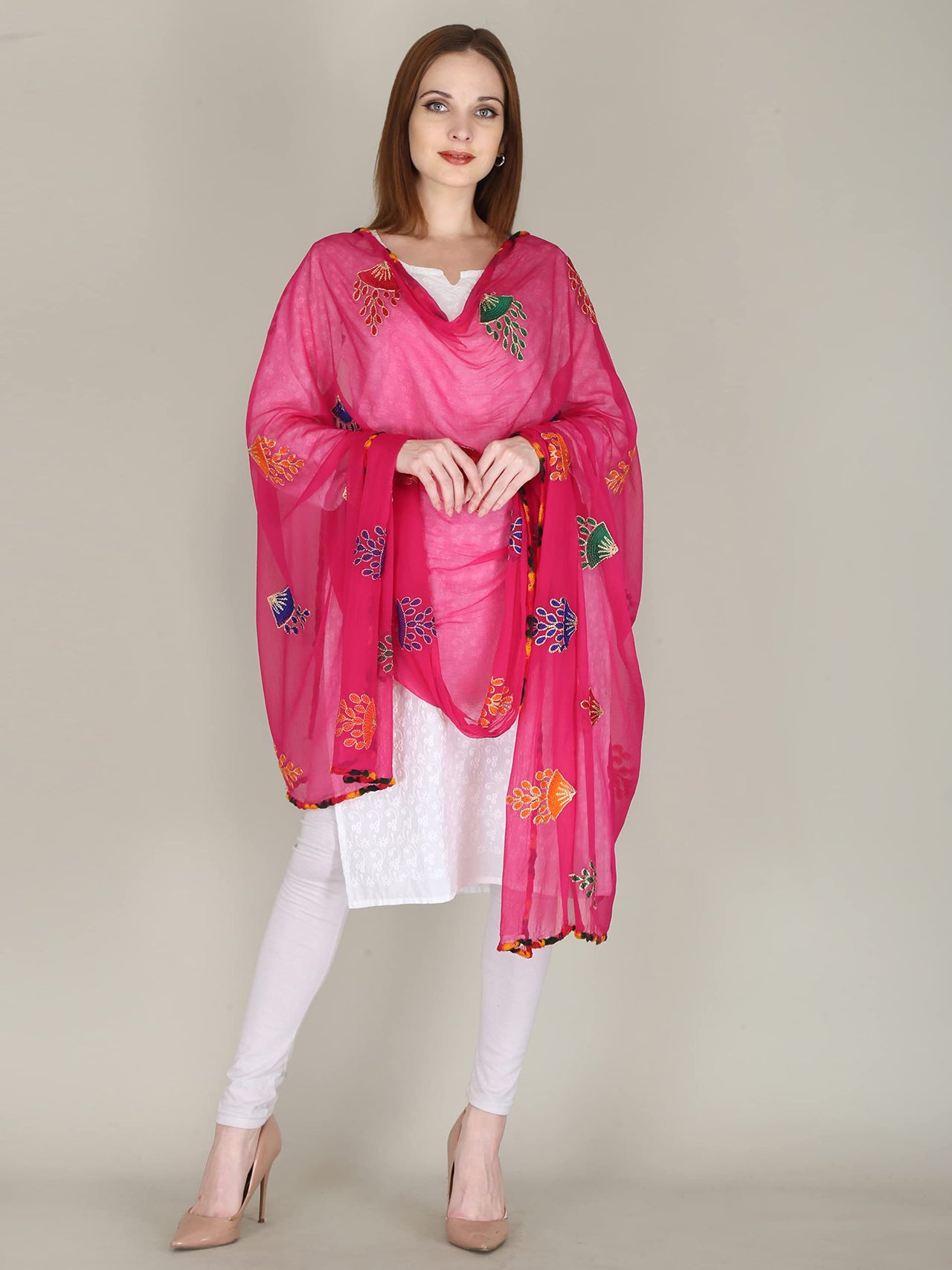 DIAMO Embroidered Chiffon Women's  Dupatta