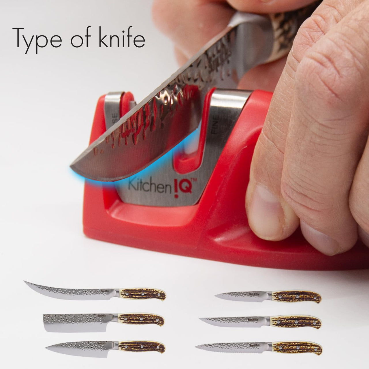 51421 | Edge Grip 2-Stage Knife Sharpener | Red – 3 Pack | Coarse & Fine Sharpener | Compact for Easy Storage | Stable Non-Slip Base | Soft Grip Rubber Handle | Straight & Serrated Knives Red-3Pack