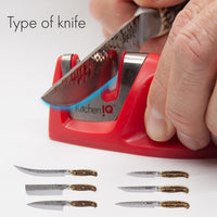 51421 | Edge Grip 2-Stage Knife Sharpener | Red – 3 Pack | Coarse & Fine Sharpener | Compact for Easy Storage | Stable Non-Slip Base | Soft Grip Rubber Handle | Straight & Serrated Knives Red-3Pack
