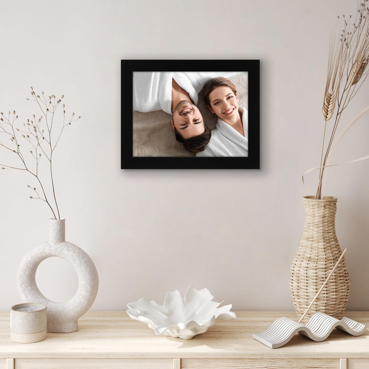 Americanflat 6x8 Picture Frame in Black - Engineered Wood Photo Frame with Shatter-Resistant Glass, Hanging Hardware, and Easel for Wall and Tabletop Display