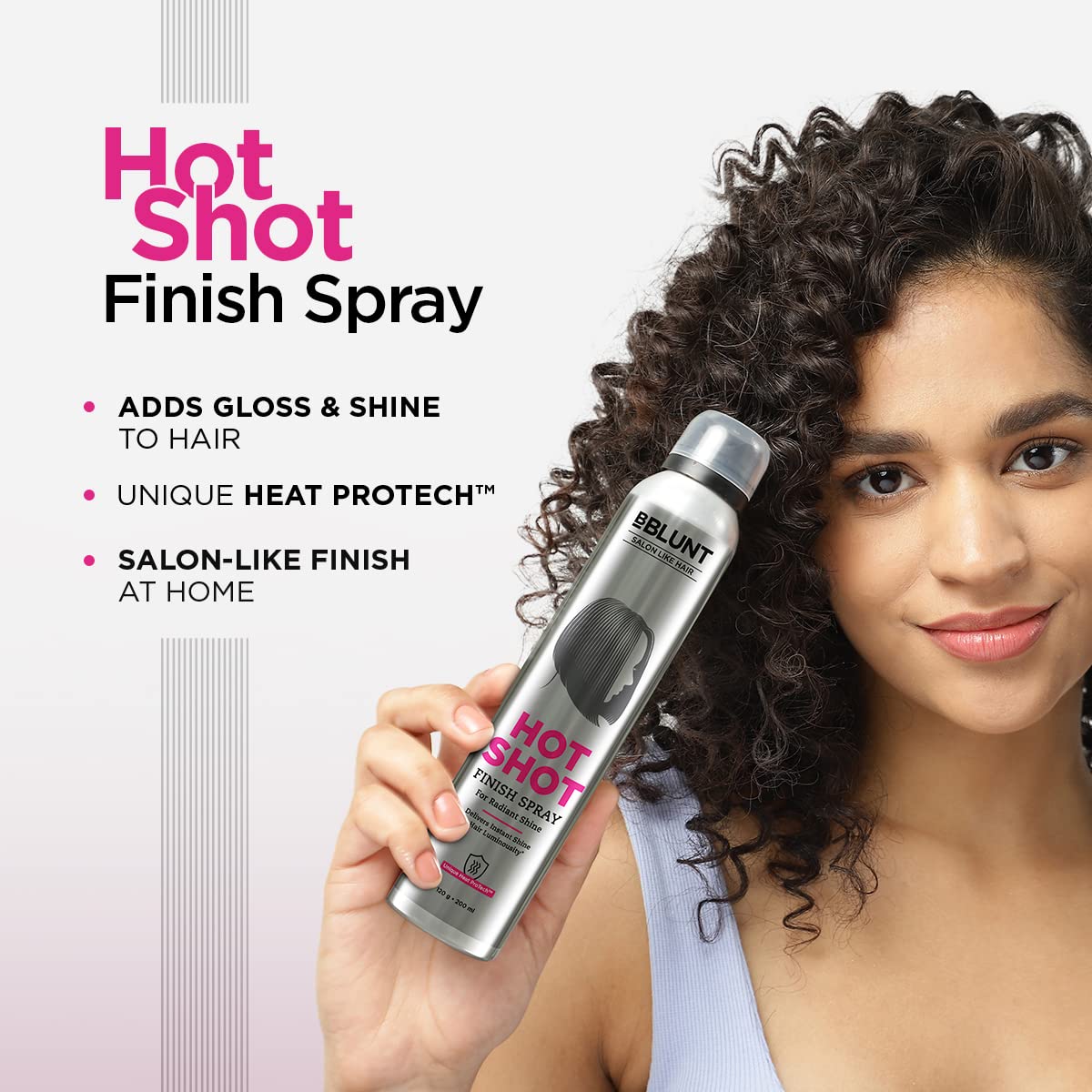 BBlunt Hot Shot Finish Spray For Radiant Shine - 200 ml | Designed for Indian Hair | For Men & Women
