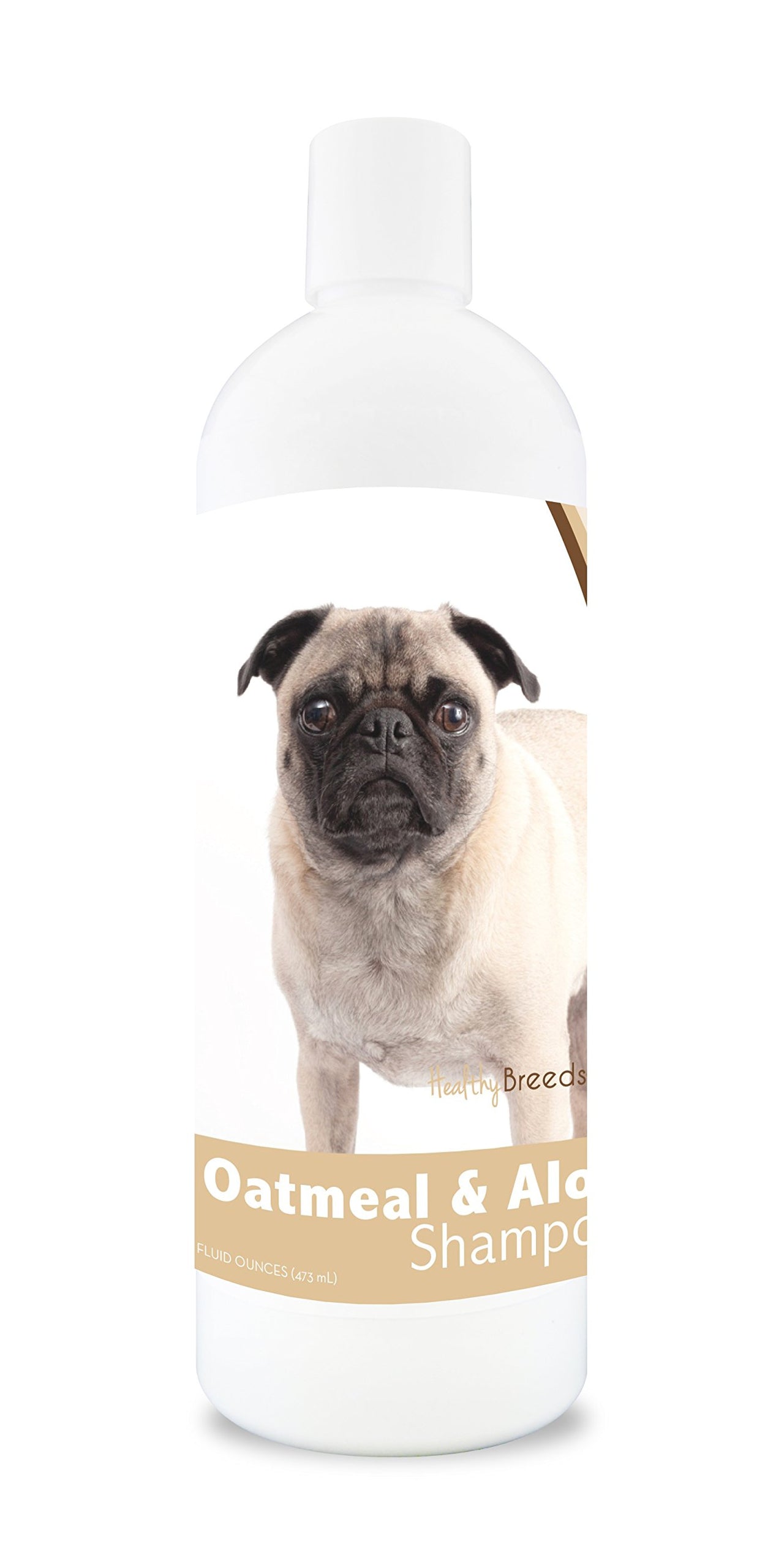 Healthy Breeds Pug Oatmeal Shampoo with Aloe 16 oz Oatmeal 16 oz Pug, Fawn