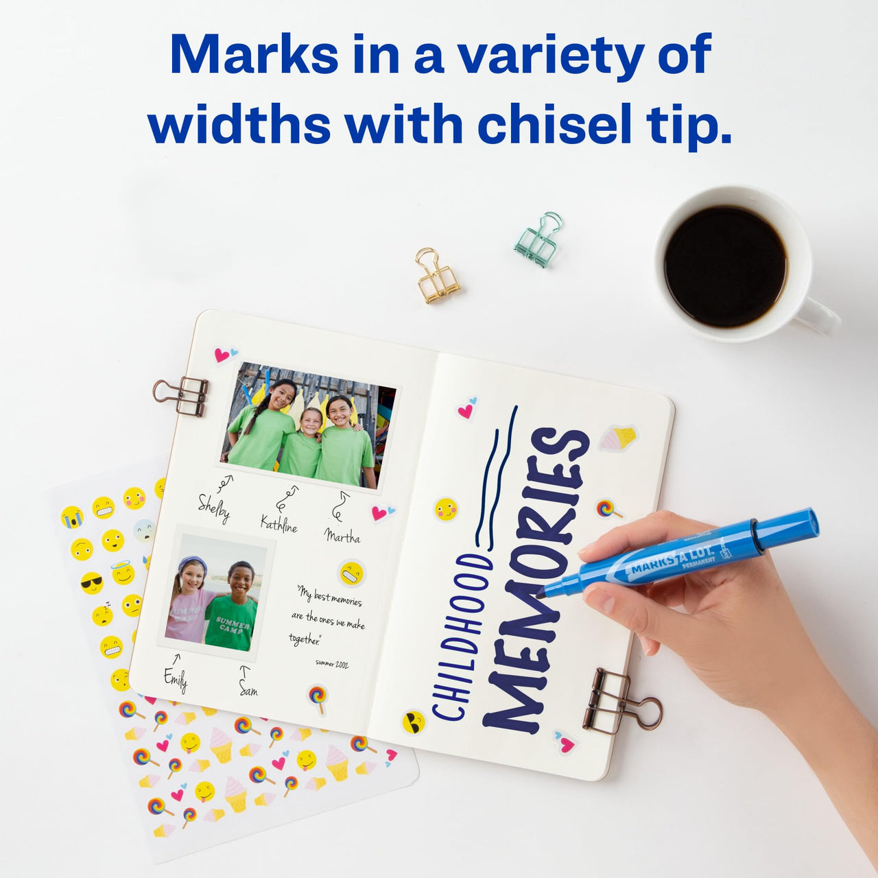 Avery Marks-A-Lot Permanent Markers, Regular Desk-Style Size, Chisel Tip, Water and Wear Resistant, 12 Blue Markers (07886)