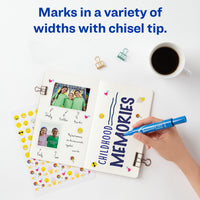 Avery Marks-A-Lot Permanent Markers, Regular Desk-Style Size, Chisel Tip, Water and Wear Resistant, 12 Blue Markers (07886)
