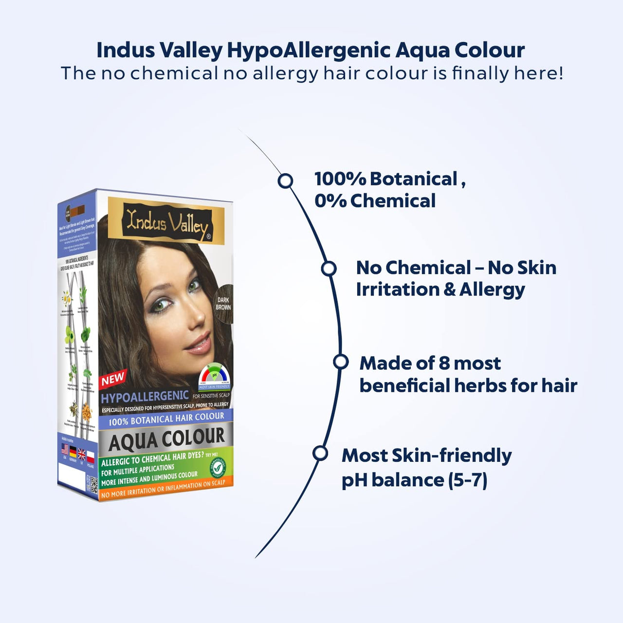 INDUS VALLEY Hypo Allergic Aqua Colour 100% Botanical Hair Colour, 30ml + 200g - Dark Brown (Pack of 1)