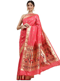 Pandadi Saree Women's  Paithani Silk Saree With Blouse Piece