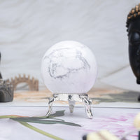 Howlite | Crystal Sphere Ball | Gemstone Ball with Stand | Natural Gemstone for Healing Crystals | Crystal Balls for Witchcraft | Chakra Balancing | Spiritual Gift Home Decor | Size :- 40-50 mm Howlite Crystal Ball