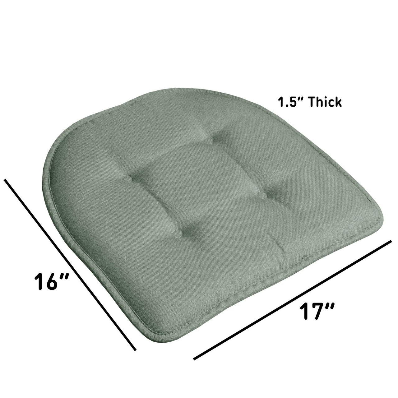 Sweet Home Collection Chair Cushion Memory Foam Pads Tufted Slip Non Skid Rubber Back U-Shaped 17" x 16" Seat Cover, 2 Count (Pack of 1), Scuba Green 2 Pack