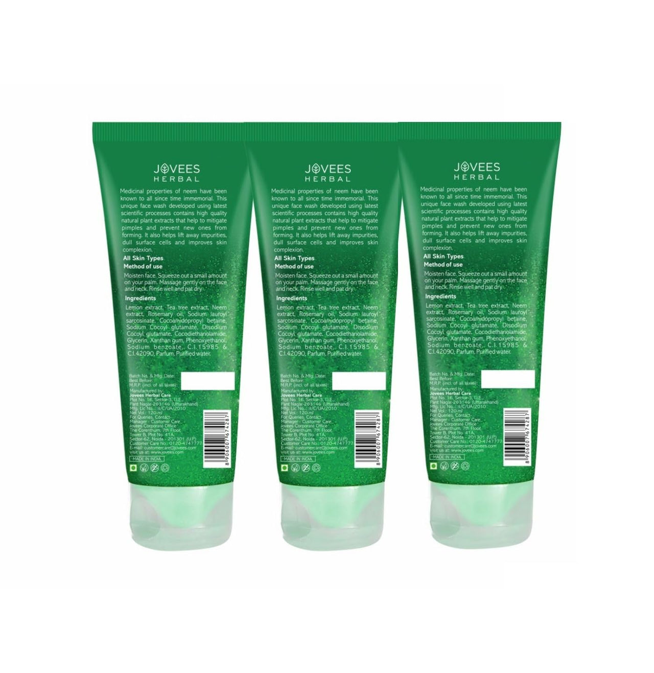 Jovees Neem Face wash 120 ml (pack of 3)