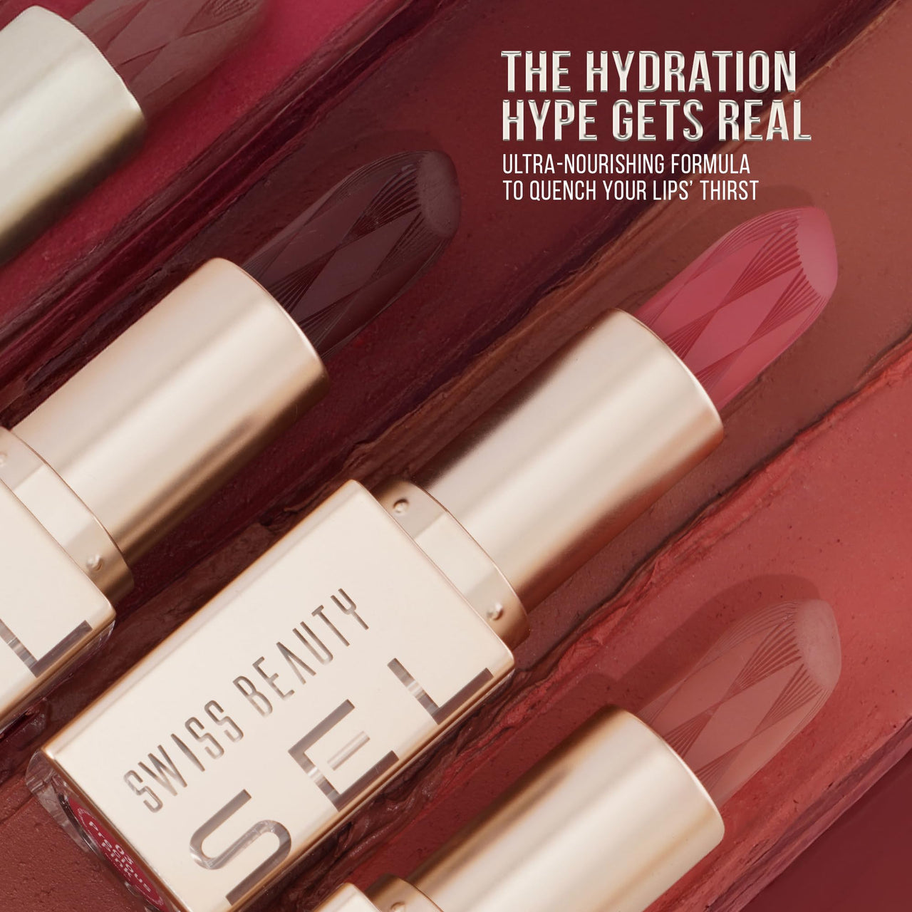 Swiss Beauty Select Crème Touch Hydrating Lipstick | With Vitamin E and Tea Tree Oil | High -shine finish | shade- Holly Pink, 3g |