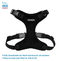Voyager Step-in Lock Dog Harness w Reflective Dog Leash Combo Set with Neoprene Handle 5ft - Supports Small, Medium and Large Breed Puppies/Cats by Best Pet Supplies - Black, L Harness Leash Set (Black) L (Chest: 20 - 25