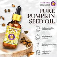 Deve Herbes Pure Pumpkin Seed Oil (Cucurbita pepo) with Glass Dropper | Cold Pressed | Natural | Undiluted | For Diluting Essential Oils | For Hair, Skin & Massage | Men & Women | 30ml