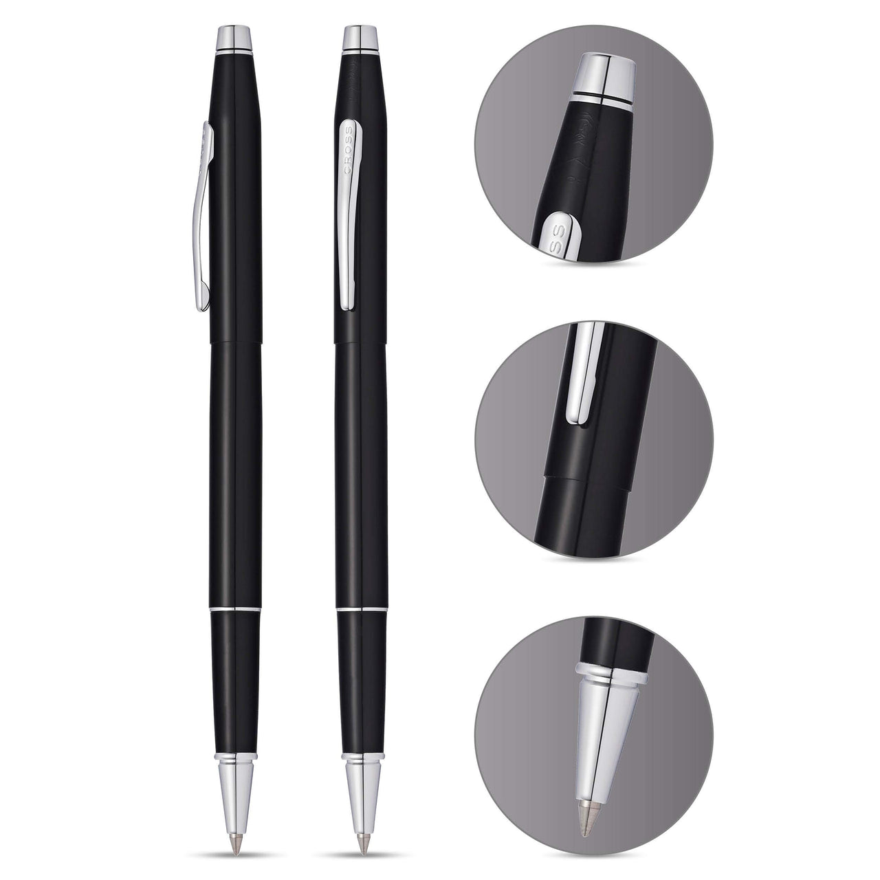 Cross Classic Century Refillable Gel Ink Rollerball Pen, Fine Rollerball, Includes Premium Gift Box - Black Lacquer Black Lacquer with Chrome